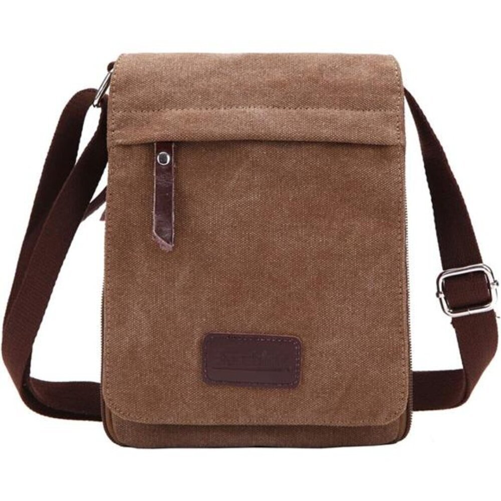 Compact Crossbody Bag Canvas Leather Small Messenger